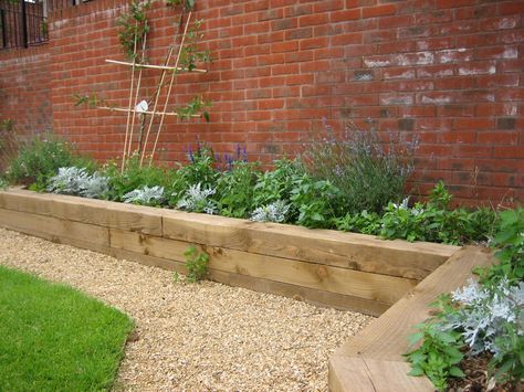 raised bed gardening ideas | Tips on How to Create a Low Maintenance Garden | Ben Lannoy ... Railway Sleepers Garden, Sleepers In Garden, Flower Bed Borders, Vegetable Beds Raised, Raised Flower Beds, Railway Sleepers, Low Maintenance Landscaping, Low Maintenance Garden, Garden Edging