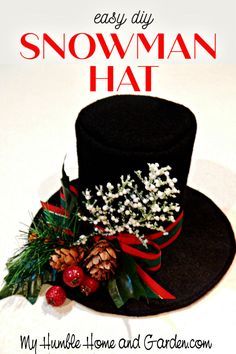 Snowman Hat Diy, Diy Christmas Hats, Diy Snowman Decorations, Diy Snowman Ornaments, Snowman Crafts Diy, Centerpieces Diy, Snowman Christmas Decorations, Snowman Hat, Christmas Centerpieces Diy