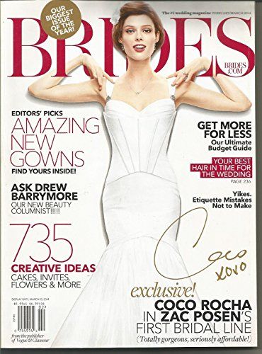 BRIDES, FEBRUARY/MARCH 2014, (THE BEST YEAR OF YOUR LIFE STARTS HERE!) Zac Posen Bridal, Jasmine Bridal, Hair Styles 2014, Bridal Magazine, Brides Magazine, Flattering Dresses, Zac Posen, A Magazine, Wedding Magazine