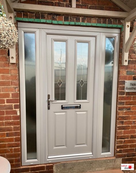 Narrow Front Doors, Front Door And Side Panel, 1930s Front Door With Side Panels, Front Door With Glass Side Panels, Composite Doors Uk, Oak Front Door With Side Panels, Uk Front Door, Composite Doors With Side Panels, Composite Front Door With Side Panel