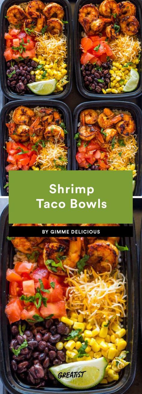 Guac isn't extra when you make the bowl yourself. #greatist http://greatist.com/eat/healthy-taco-bowl-recipes Taco Bowl Recipe, Shrimp Taco, Diner Recept, Healthy Tacos, Taco Bowls, Prepped Lunches, Lunch Meal Prep, Bowls Recipe, Healthy Meal Prep