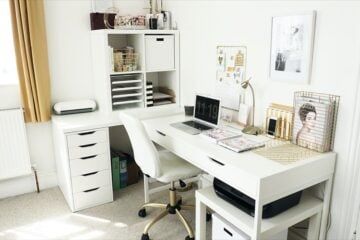 L shaped desk to boost productivity. Here are 10 ideas. 51 L Shaped Desk Hack, Ikea L Shaped Desk Hack, Ikea L Desk, Ikea Desk Ideas, Ikea L Shaped Desk, Organised Office, Linnmon Table Top, Slim Desks, Ikea Home Office