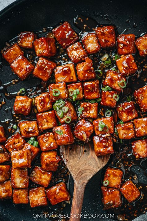 Sesame tofu is a quick and delicious main dish with crispy tofu covered in a sticky, sweet, and savory sauce. Try out this recipe to enjoy tofu with a bold flavor. {Vegan, Gluten-Free Adaptable} Vegetarian Recipes Dinner Tofu, Seared Tofu Recipes, Sesame Tofu With Broccoli, Great Tofu Recipes, Crispy Sesame Tofu, Vegan Tofu Recipes Dinners, Semi Firm Tofu Recipes, How To Cook Silken Tofu, Ways To Make Tofu