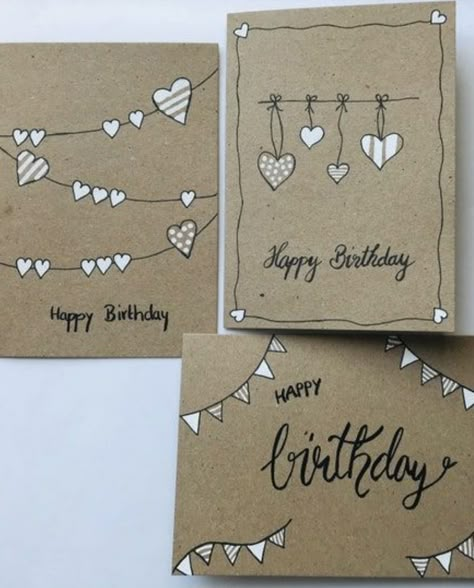 Diy Birthday Crafts, Happy Birthday Cards Diy, Creative Birthday Cards, Hand Lettering Cards, Hand Drawn Cards, Birthday Card Drawing, Simple Birthday Cards, Birthday Cards For Boyfriend, Happy Birthday Lettering