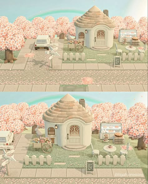 Animal Crossing Custom Path Codes, Animal Crossing Aesthetic House, Acnh Island Designs Korea, Animal Crossing Moodboard, Animal Crossing Cute Island, Animal Crossing Pink House Exterior, Acnh House, Acnh Princesscore, Acnh Island Designs Neighborhood