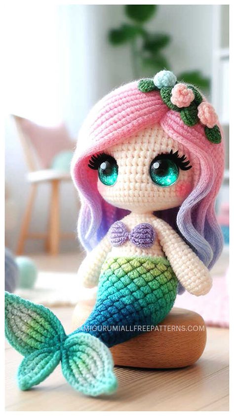 Crochet Mermaid Doll Free Pattern, Crochet Mermaid Tail Pattern Free, Crochet Patterns For Dogs, Free Animal Crochet Patterns, Crochet Patterns Doll, Mermaid Crochet Pattern Free, Mermaid Doll Pattern, Amigurumi Free Pattern Pdf, Crocheting Gifts