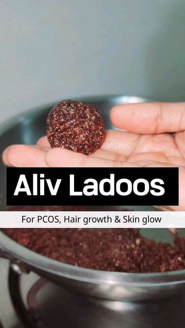 Juhi Kapoor | Holisitic Nutritionist & Yogini on Instagram: "Only 60 Kcals!!! This low calorie ladoo is must try! Aliv Ladoos is super food for PCOS, Hair growth and Skin glow. Try out this simple recipe for best results. Recipe Ingredients 1/4 cup aliv seeds 1/4 cup ragi rawa 2 tsp ghee 1/2 cup water 1/4 cup almonds powder 3-4 cardamon Method 1) Soak aliv seeds in water for 3 hours 2) Heat ghee in pan and slowly add other Ingredients 3) Roll into ladoos and store." Aliv Ladoo Recipe, Ragi Ladoo Recipe, Laddoo Recipe, Baking Healthy, Healthy Bars, Almond Powder, Snack Bites, Super Food, Skin Glow