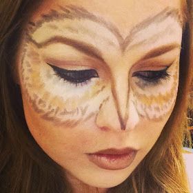 Beauty Wonderland: My Costume is My Face! Feminine Owl Makeup Owl Face Paint, Maquillage Harry Potter, Owl Makeup, Winnie The Pooh Costume, Fox Makeup, Animal Makeup, Owl Costume, High Fashion Makeup, Halloween Mummy