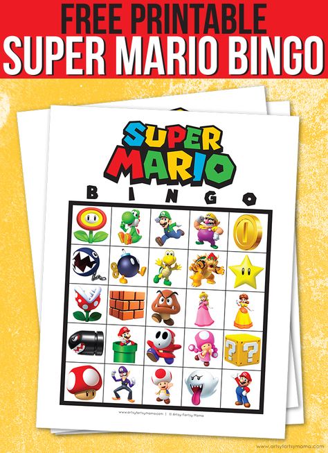 Free Printable Super Mario Bingo #nintendo #supermario #mario #bingo #freeprintable #partygames #partyprintables #kidsactivities #freebies Super Mario Fine Motor Activities, Super Mario Party Printables Free, Super Mario Teacher Appreciation, Super Mario Bros Birthday Party Games, Super Mario Bros Activities, Mario Bingo Free Printable, Super Mario Bros Party Games For Kids, Mario Theme Activities, Video Game Arts And Crafts