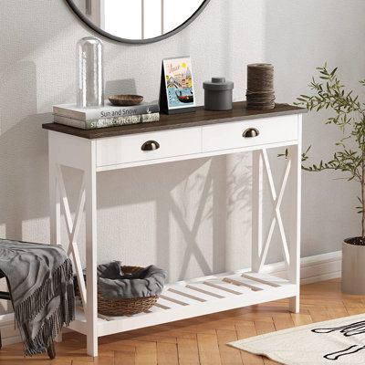 Long Entry Table, Hallway Sofa, Narrow Entry Table, Entryway Narrow, Shelf For Living Room, Vintage Hallway, Farmhouse Console Table, Narrow Table, Console Table With Drawers