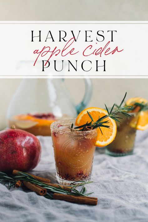 Harvest Apple Cider Punch - Casey Wiegand of The Wiegands Fun Fall Recipes, Sustainable Halloween, Cider Punch, Roasted Pears, Apple Cider Punch, Fall Feast, Cider Tasting, Summer Punch, Pear Puree