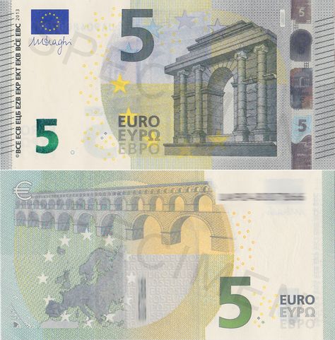 Graphic Design Class Assignment Inspiration: New 5 Euro Note Euro Dollar, Banknote Collection, Currency Design, Fake Money, 10 Dollars, Central Bank, Movie Props, Paper Money, Bank Notes