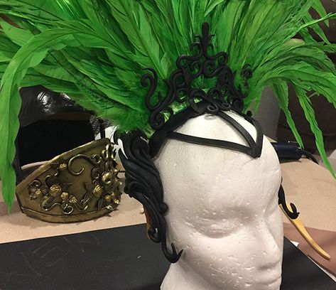 Showgirl Headpiece Tutorial using Varaform and Worbla – Costume Musings Headpiece Tutorial, Showgirl Headpiece, Diy Headpiece, Showgirl Headdress, Shrek Jr, Skeletal Structure, Green Spray Paint, Neck And Shoulder Muscles, Showgirl Costume