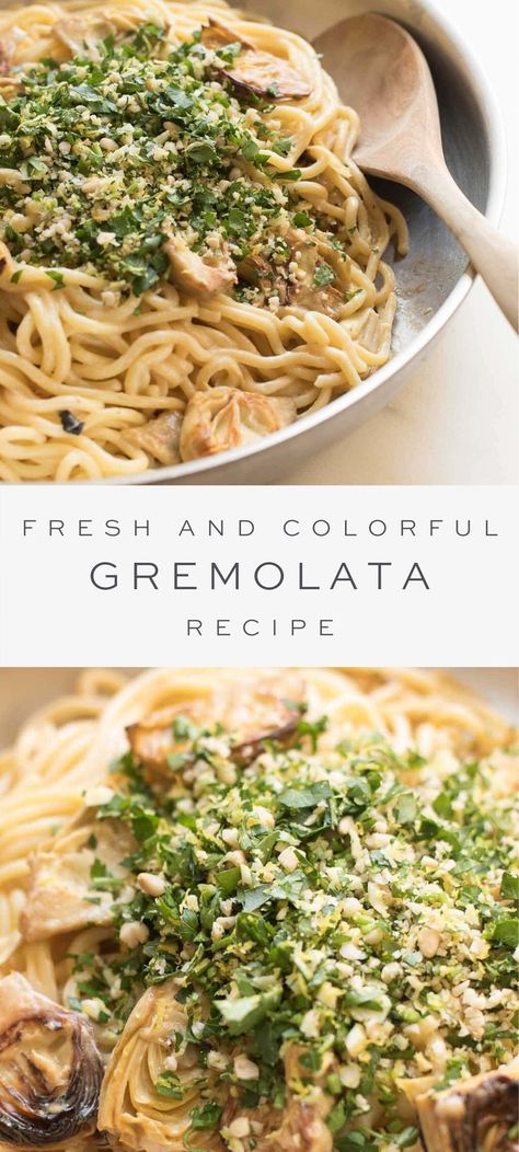 Lemon Gremolata, Pasta Fish, Gremolata Recipe, Parsley Recipes, Fish Pasta, Pasta Vegetables, Dairy Free Pasta, Julie Blanner, Fresh Spices