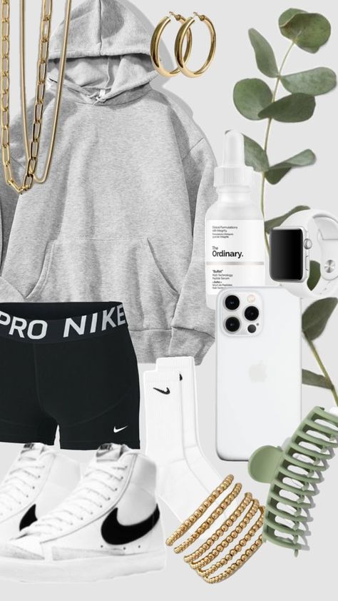 Pro Nike Outfit, Nike Pro School Outfit, How To Style Nike Pros Shorts, Outfit Ideas Nike Pro Shorts, Nike Pro Shorts Outfit Fashion, Nike Pro Shorts Outfit Casual, Nike Pro Under Sweatpants Outfit, How To Style Nike Pro Shorts, Nike Pro Outfit Ideas