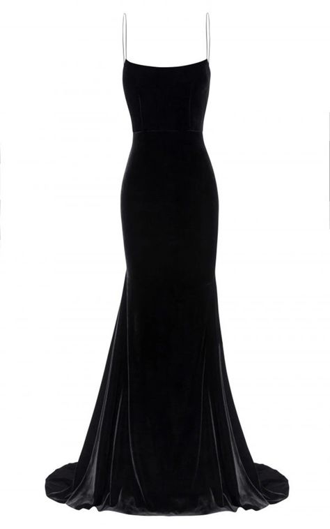 Lasaky - Black Evening Gown with Spaghetti Straps, Backless Design, and Elegant Velvet, perfect for Parties and Events Black Evening Dress Elegant, Velvet Black Dress, Promotion Dresses, Black Velvet Gown, Black Evening Gown, Princess Sleeves, T Dress, Black Camisole, Black Evening Dresses