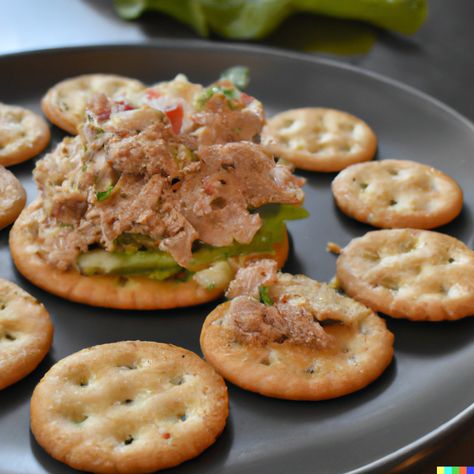 Tuna With Crackers, Tuna Salad Crackers, Tuna Crackers, Tuna And Crackers, Tuna Snacks, Tuna On Crackers, Veggie Crackers, Mediterranean Tuna Salad, Crackers Appetizers