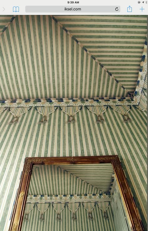 Iksel wallpaper Tented Room, Tent Room, Garden Mural, Living Room Upholstery, Ceiling Treatments, French Home, Modern Upholstery, Hand Painted Walls, Chair Upholstery