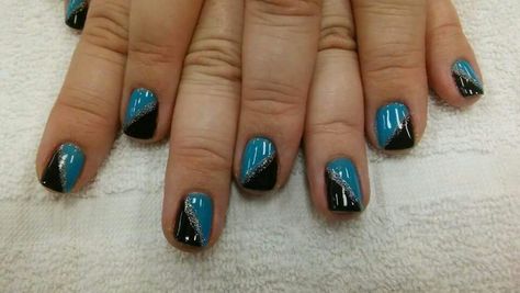 Carolina Panthers Nails, Panther Nails, Panthers Nails, Pedicure Ideas, Nail Spa, Carolina Panthers, Nails Design, Nails Nails, Manicure And Pedicure