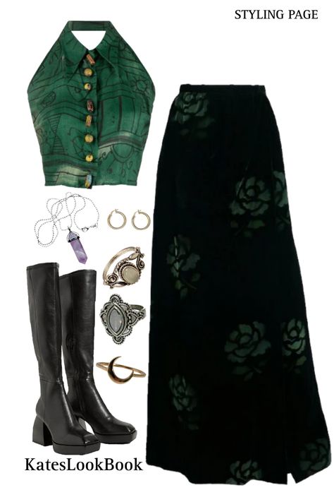 Fall outfits aesthetic, fall fits, fall outfit inspo, fashion inspo, cargo pants, custom jean, fall hippie outfits, witch core outfits, witchcraft outfit, grandpa sweater, Halloween aesthetic outfits, fall aesthetic outfit, baggy y2k, whimsigothic Dark Green Goth Outfit, Nature Witch Outfit, Earth Witch Aesthetic Outfit, Witchcraft Outfits, Forest Witch Outfit, Fall Hippie Outfits, Halloween Aesthetic Outfits, Black And Green Outfit, Witch Core Outfits