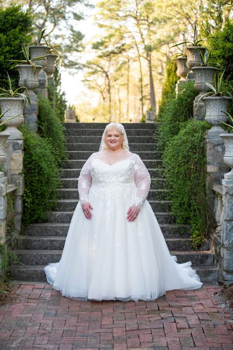 Custom Long Sleeve Ballgown Wedding Dress with beautiful lace detailing and beading Long Sleeve Ballgown, Tulle Wedding Dress Ballgown, Ballgown Wedding Dress, Long Sleeve Ball Gowns, Plus Size Brides, Ballgown Wedding, Full Tulle Skirt, Plus Size Wedding Gowns, Bridal Store