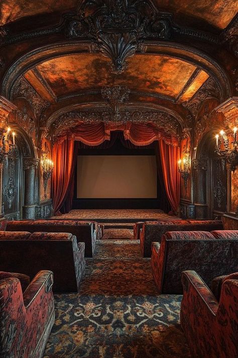 Eerie, Elegant & Mysterious | Old cinema... | Facebook Cowboy Vibes, Gothic Western, Cinema Architecture, Moody Colors, Western Gothic, Secret Hideaway, Goth Victorian, Gothic Elegance, Gothic Furniture