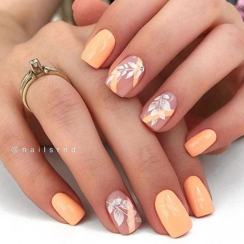 Nail Designs Coffin, Pastel Color Nails, Short Coffin Nails Designs, Almond Nails French, Orange Nail Designs, Orange Nail, Formal Nails, Square Nail Designs, Short Square Nails