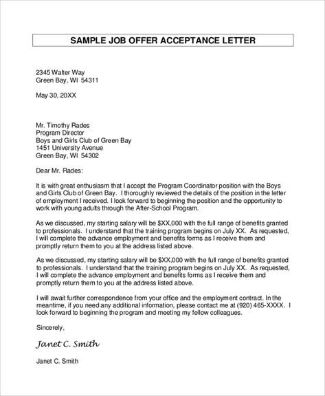 Job Acceptance Letter, Job Acceptance, Acceptance Letter, Letter Sample, Job Offer, Free Resume, Sample Resume