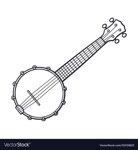 Banjo Tattoos Simple, Banjo Sketch, Banjo Drawing, Reunion Favors, Classic Country Music, Simple Sketches, Cartoon Sketch, Procreate Art, Cartoon Sketches