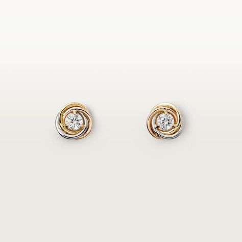 Trinity Earrings, Rose Gold Diamonds, Gold Yellow, Brilliant Cut Diamond, 18k Rose Gold, Gold Rose, Cartier, Calf Skin, Diamond Cuts