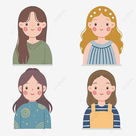 Cartoon Girl Characters, Cute Avatar, Girl Avatar, Character Girl, Cartoon Avatar, Eid Card Designs, Monochrome Illustration, Girl Cartoon Characters, Avatar Cartoon