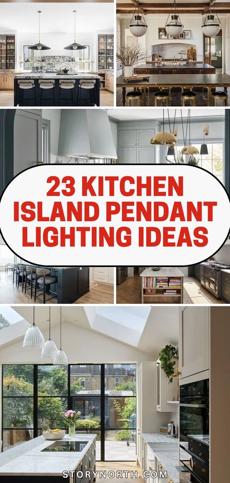 Save this pin for inspiration on how to brighten up your kitchen with stylish pendant lighting! Explore tips and ideas to transform your space. #KitchenDecor #HomeInspiration #InteriorDesignTips Lights Over A Kitchen Island, Coastal Kitchen Island Lighting, Coastal Kitchen Pendant Lights, Black Kitchen Pendant Lights Over Island, Over Island Pendant Lights, Pendent Lighting Over Island, Cylinder Pendant Lights, Lighting Ideas For Kitchen, Pendant Lights Over Island