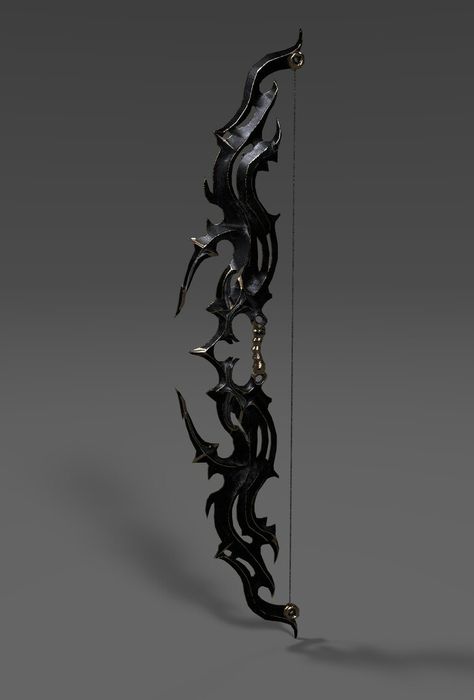 Demon Bow And Arrow, Fantasy Bow Concept Art, Fantasy Bow Art, Fantasy Bow Design, Bow Rpg, Bow Fantasy, Fantasy Bow, Staff Magic, Archer Characters