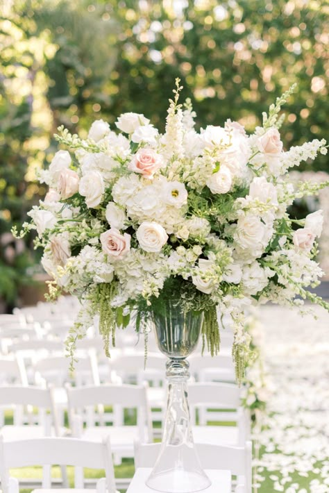 Extravagant Blush Beverly Hills Wedding - Flowers by Cina Floor Wedding Flowers, Blush Wedding Reception, Altar Flowers Wedding, Beverly Hills Wedding, Ceremony Arrangement, Church Wedding Flowers, Elegant Wedding Flowers, Flower Urn, Pink And White Weddings