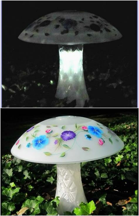 20 Solar Light Repurposing Ideas To Brighten Up Your Outdoors - Brilliant upcycling collection curated by diyncrafts team <3 Solar Light Projects, Mason Jar Solar Lights, Glassware Garden Art, Solar Lights Diy, Solar Light Crafts, Being Outdoors, Outdoor Crafts, Glass Garden Art, The Nights