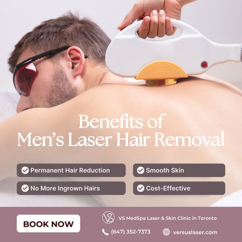 ✨ Men’s laser hair removal is here to make your life easier and your skin smoother!  Here’s why you’ll love it: 🔥 Permanent Hair Reduction – Ditch the daily grooming routine for good. ✨ Smooth Skin – Enjoy a clean, hair-free look with minimal maintenance. 🚫 No More Ingrown Hairs – Say goodbye to bumps, irritation, and ingrowns. 💸 Cost-Effective – Save time and money with long-lasting results.  Book your free consultation 💚 VS MedSpa Laser & Skin Clinic in Toronto ☎️ Call Now (647) 352-7373 Laser Hair Removal Men, Laser Hair Removal Brazilian, Brazilian Hair Removal, Laser Hair Removal Cost, Back Hair Removal, Leg Hair Removal, Permanent Laser Hair Removal, Laser Clinic, Underarm Hair Removal