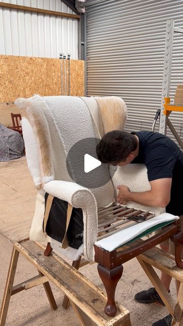 PERCE & WILLIAMS on Instagram: "Watch me upholster this Parker Knoll wing chair ✂️ Upholstered in - @warwickfabricsuk Andes Ivory Contact us with any enquires you may have or visit www.perceandwilliams.co.uk for more. #perceandwilliams #upholstery #reupholstery #wingchair #parkerknoll #upcycle #upcyled #boucle #fabric #interiors #ideas #watchmework #workwithme #upholsterer #craftsmanship #reelsinstagram #reelsvideo" Wing Chair Upholstery Ideas, Wing Chair Upholstery, Parker Knoll Chair, How To Make Wings, Parker Knoll, Boucle Fabric, Chair Upholstery, Wing Chair, Reupholster