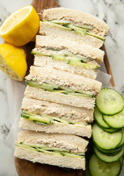 Tuna Sandwich Recipe, English Party, Cucumber Tuna, Tuna Cucumber, Tuna Sandwich Recipes, Cucumber Sandwiches Recipes, How To Make Tuna, Tuna Tacos, Cucumber Sandwich