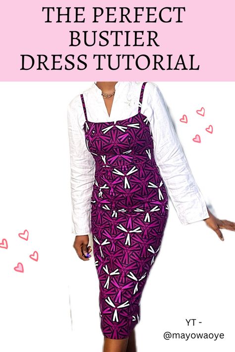 How to draft, cut and sew a bustier dress from scratch Simple Strapless Dress, Bustier Pattern Drafting, Pencil Gown, Diy Gown, Bustier Pattern, Easy Diy Clothes, Dress Tutorial, Fashion Sewing Tutorials, Pretty Kitty