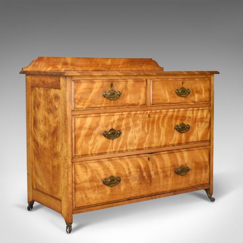 antique chest of drawers satinwood english victorian bedroom circa 1900 1950s Furniture, Antique Chest Of Drawers, Victorian Table, Victorian Bedroom, Nursing Chair, Carved Legs, Antique Chest, Victorian Furniture, Victorian Design