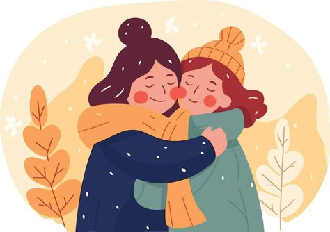 Illustration Friendship, Hug Friendship, Hug Illustration, Friends Giving, Friends Illustration, Wedding People, Friendship Day, Warm Hug, Cityscape Photos