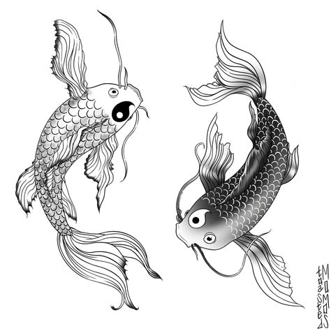 Coi Fish Tattoo Design Yin Yang, Fish Yin And Yang Tattoo, Nick Tattoos, Yin And Yang Tattoo, Koi Fish Drawing Tattoo, Bulb Tattoo, Koi Dragon Tattoo, Tattoo Elements, Yin Yang Fish