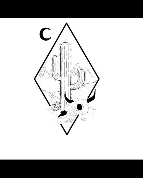 Cactus with bull skull mountains and moon Cow Skull Cactus Tattoo, Cactus And Bull Skull Tattoo, Bull Skull Tattoo With Cactus, Cow Skull With Cactus Tattoo, Tucson Tattoo Ideas, Western Sky Tattoo, Western Flash Tattoo Sheet, Cactus And Skull Tattoo, Western Line Work Tattoo