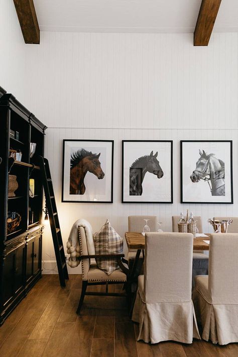 Equestrian Dining Room, Modern Equestrian Decor, Equestrian Home Aesthetic, Modern Equestrian Interior Design, Equestrian Room Ideas, Equestrian Living Room, Equestrian Bedroom Ideas, Horse Decor Living Room Equestrian Style, Equestrian Kitchen