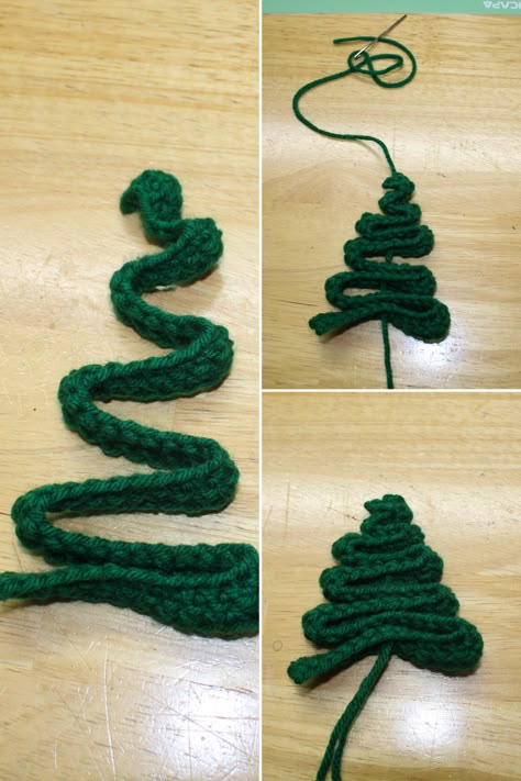 Crochet Simple Christmas Ornaments, Quick And Easy Crochet Christmas Decorations, Rustic Tree Ornaments Crochet, Crochet Pattern For Christmas Tree, Crochet Ornaments Christmas Easy Diy, Cute Crochet Ornaments, Christmas Crochet Tree Ornaments, Crochet Christmas Tree Garland Pattern Free Easy, Crochet Christmas Decorations Easy