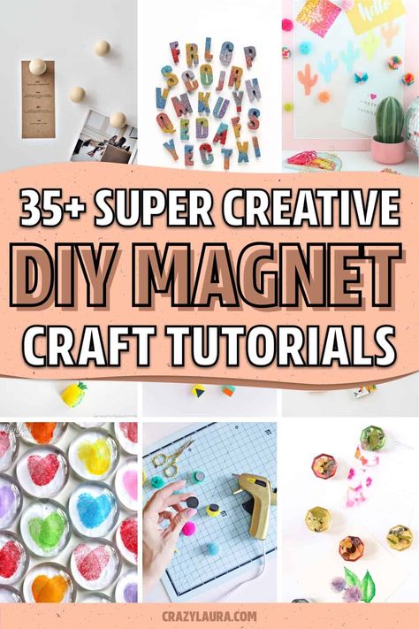 Whether you want to save some money by making your own magnets at home or you want a creative craft activity to do with the kids, these super fun DIY magnet ideas and tutorials will give you some inspiration to start crafting! Diy With Magnets, Easy Diy Magnets, Magnet Crafts Diy, Mini Magnets Diy, Diy Refrigerator Magnets, Diy Magnets For Kids, Magnet Crafts For Kids, Magnetic Organization, Photo Magnets Diy