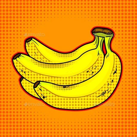 Bananas fruit pop art style. Healthy food. Hand drawn comic book imitation vector illustration Pop Art Banana, Banana Graphic Design, Pop Art Fruit, Packaging Moodboard, Banana Logo, Fruit Pop, Brit School, Banana Painting, Pop Art Food