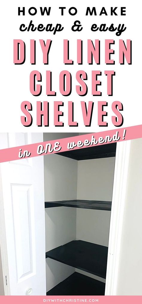 Ready to maximize space in your linen closet? Follow this cheap and easy tutorial to make custom DIY linen closet shelves! This is a perfect beginner DIY project for you to tackle and makeover your linen closet. Plus a few bonus linen closet organization tips at the end! Renovation ideas and home improvement DIY projects to maximize space in a linen closet! Diy Linen Closet, Small Linen Closet Organization, Linen Closet Design, Tiny Closet Organization, Linen Closet Shelves, Modern Bathroom Trends, Linen Closet Makeover, Closet Organization Tips, Diy Closet Shelves