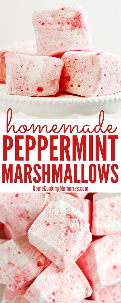 Marshmallows Without Corn Syrup, Peppermint Marshmallows Recipe, Christmas Dessert Table, Flavored Marshmallows, Peppermint Marshmallows, Homemade Food Gifts, Recipes With Marshmallows, Homemade Marshmallows, Homemade Candies