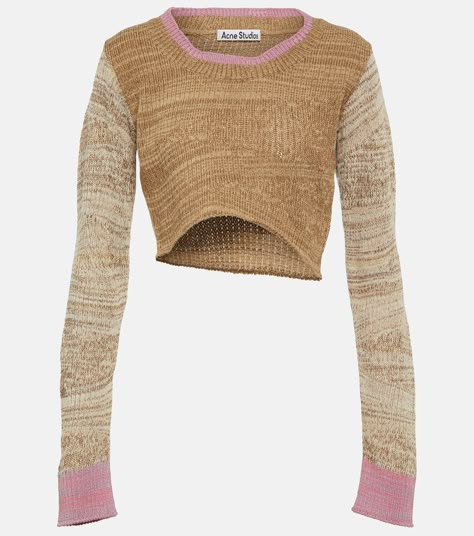 Asymmetric wool-blend sweater in brown - Acne Studios | Mytheresa Soft Preppy, Acne Studios Sweater, Outfit Pieces, Wardrobe Clothes, Sweater Vest Women, Chic Leather, Extra Long Sleeves, Business Wear, Knitted Tops